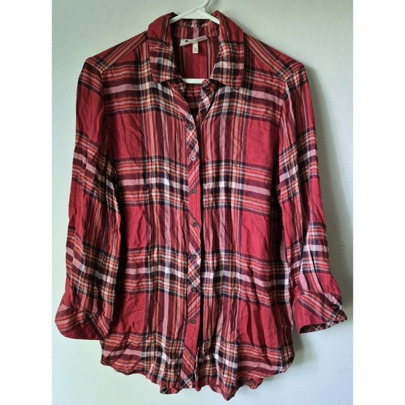 Hester & Orchard Tops - Hester & Orchard Shirt Women's Small 3/4 Sleeve Western  Button Down Red Plaid